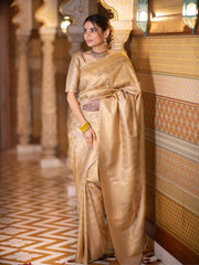 Raveena Beige Banarasi Silk Saree