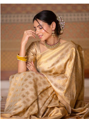 Raveena Beige Banarasi Silk Saree