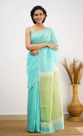 Riya C.Green Linen Cotton Saree