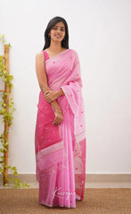Riya Pink Linen Cotton Saree
