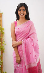 Riya Pink Linen Cotton Saree