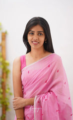 Riya Pink Linen Cotton Saree