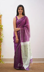 Riya Wine Linen Cotton Saree