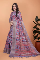 Amaya Lavender Digital Silk saree
