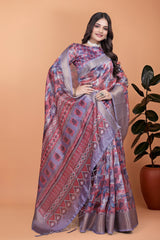Amaya Lavender Digital Silk saree