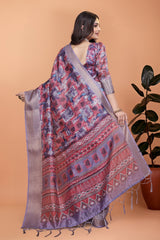 Amaya Lavender Digital Silk saree