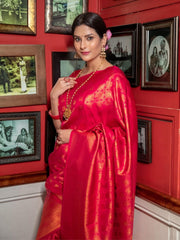Raveena Red Banarasi Silk Saree