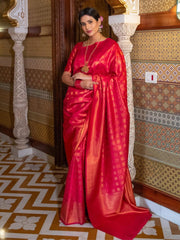 Raveena Red Banarasi Silk Saree