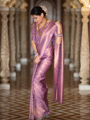 Raveena Purple Banarasi Silk Saree