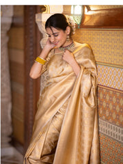 Raveena Beige Banarasi Silk Saree