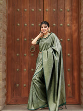 Maruti – Olive Green Woven Silk Saree with Zari Subtlety