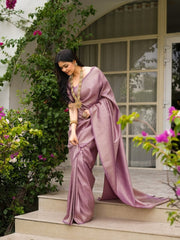 Maruti – Dusty Lavender Silk Saree with Zari Subtlety