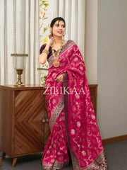Anvitha – Dark Pink Banarasi Silk Saree with Zari Weaving