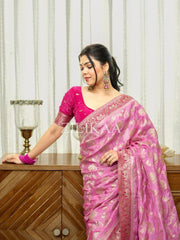 Anvitha – Baby Pink Banarasi Silk Saree with Zari Weaving