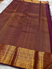Royal Plum Kanjivaram Silk Saree with Intricate Zari Weave