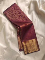Royal Plum Kanjivaram Silk Saree with Intricate Zari Weave