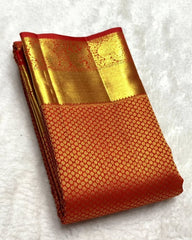 Ruvika – Red Banarasi Silk Saree with Intricate Gold Zari Weaving