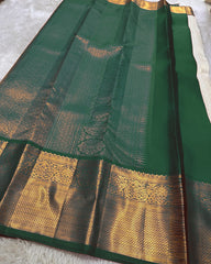 Varnika – Ivory Kanjivaram Silk Saree with Emerald Zari Border