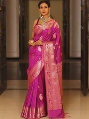 Mrinalini – Rani Pink Banarasi Silk Saree with Golden Paisley Weaving