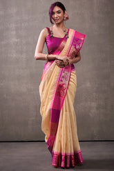 Effulgent Yellow Cotton Silk Saree With Lustrous Blouse Piece