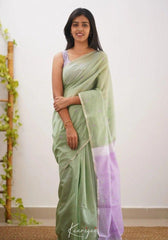 Riya Pista Linen Cotton Saree