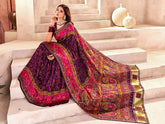 Prominent Purple Nylon Dola Pashmina Saree With Entrancing Blouse Piece
