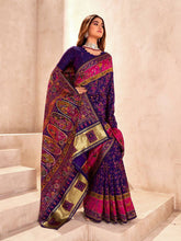 Imbrication Blue Nylon Dola Pashmina Saree With Exquisite Blouse Piece