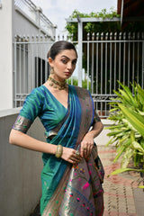 Peacock Green Woven Paithani Saree