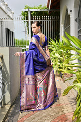 Zodiac Blue Woven Paithani Saree