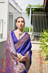 Zodiac Blue Woven Paithani Saree