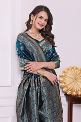 Rudrani Morepeach Banarasi silk saree