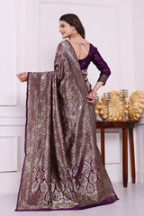 Chandrika Wine Banarasi Silk Saree