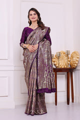 Chandrika Wine Banarasi Silk Saree