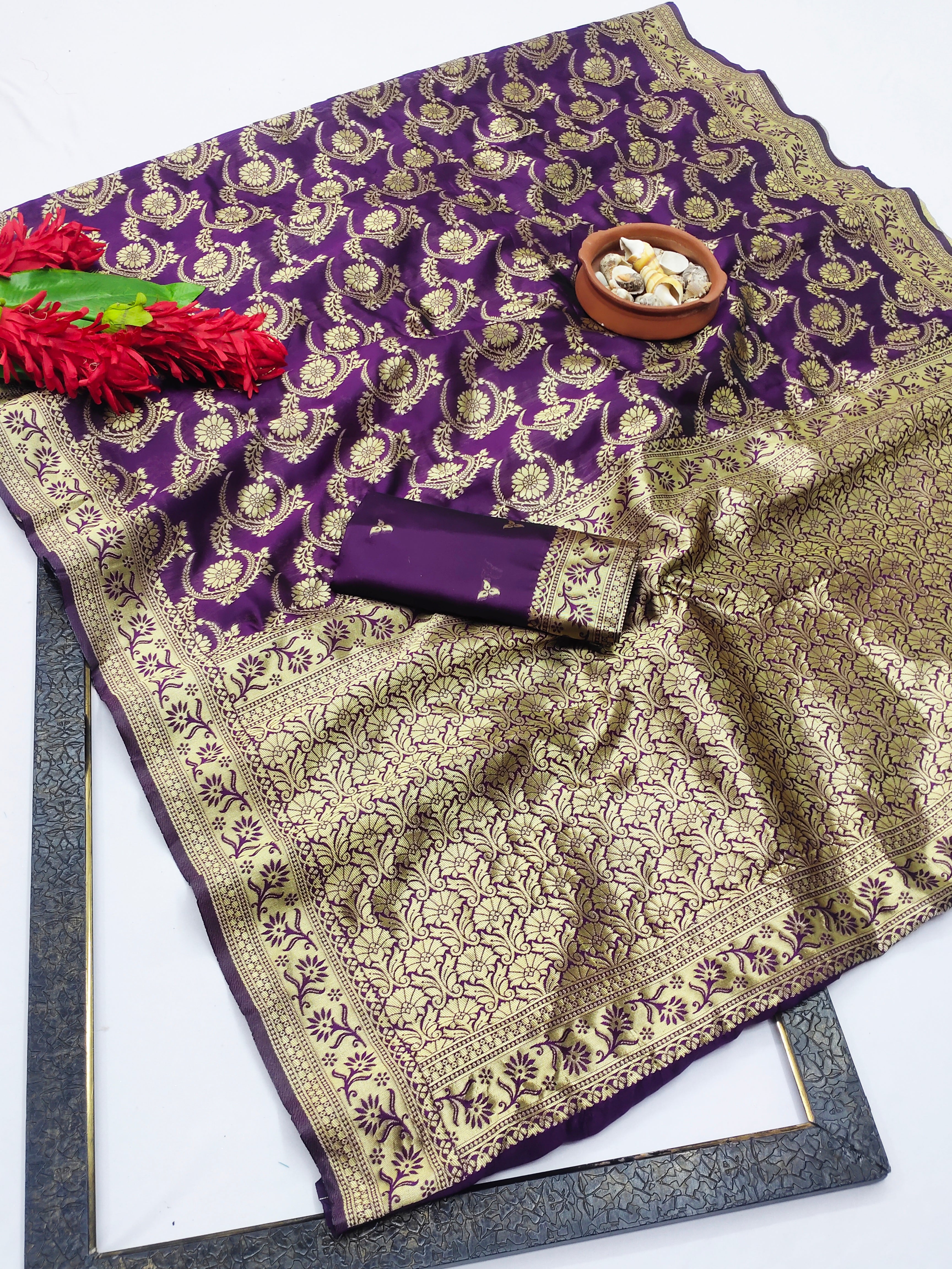 Kavyanshi – Wine Banarasi Silk Saree