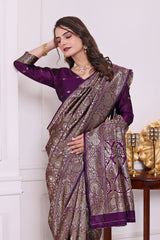 Chandrika Wine Banarasi Silk Saree
