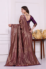 Aarohi Wine Banarasi Silk Saree