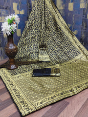 Vedhika – Black Banarasi Silk Saree with Golden Zari