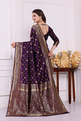 Rudrani Wine Banarasi silk saree