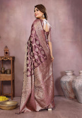 Sandhya Dusty Gajari Organza Silk Saree