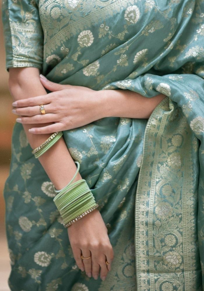 Pihu Light Green Banarasi Silk Saree