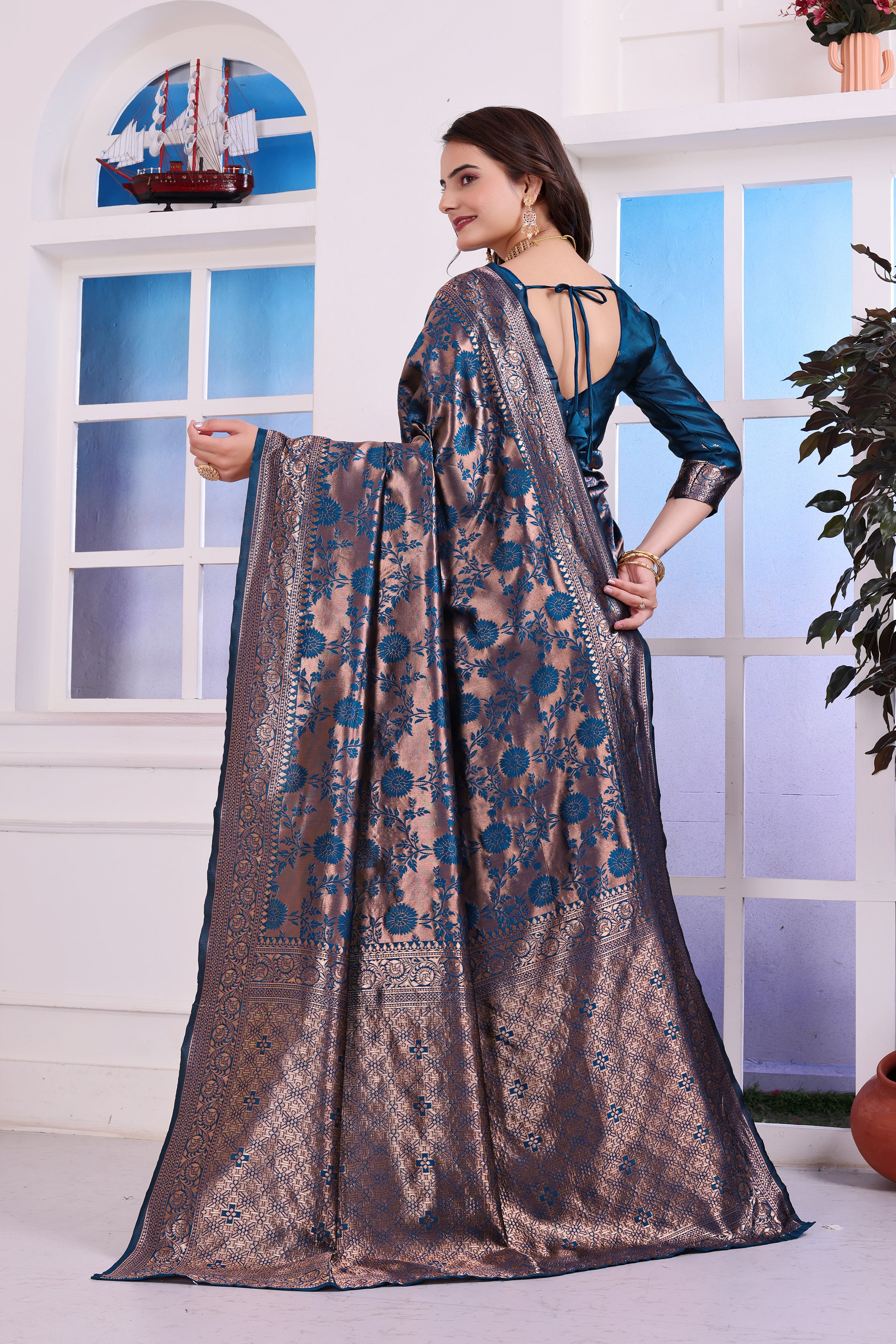 Antara N.blue Banarasi Silk Saree
