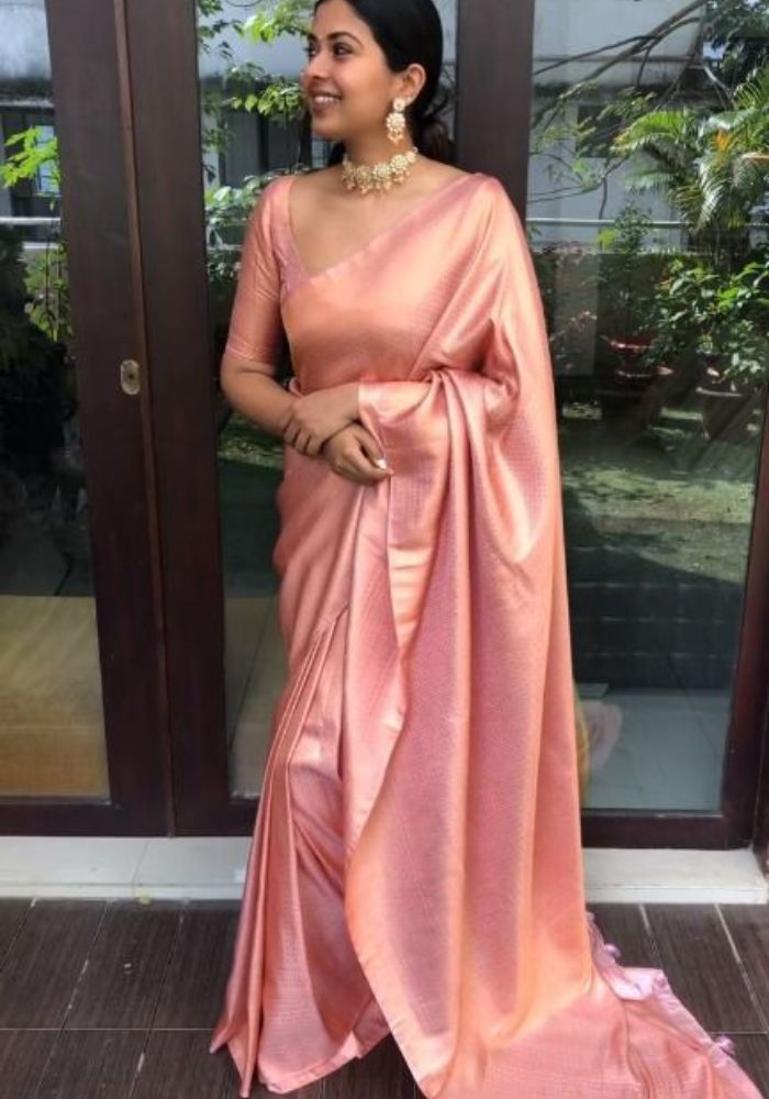 Kavya Peach Banarasi Silk Saree