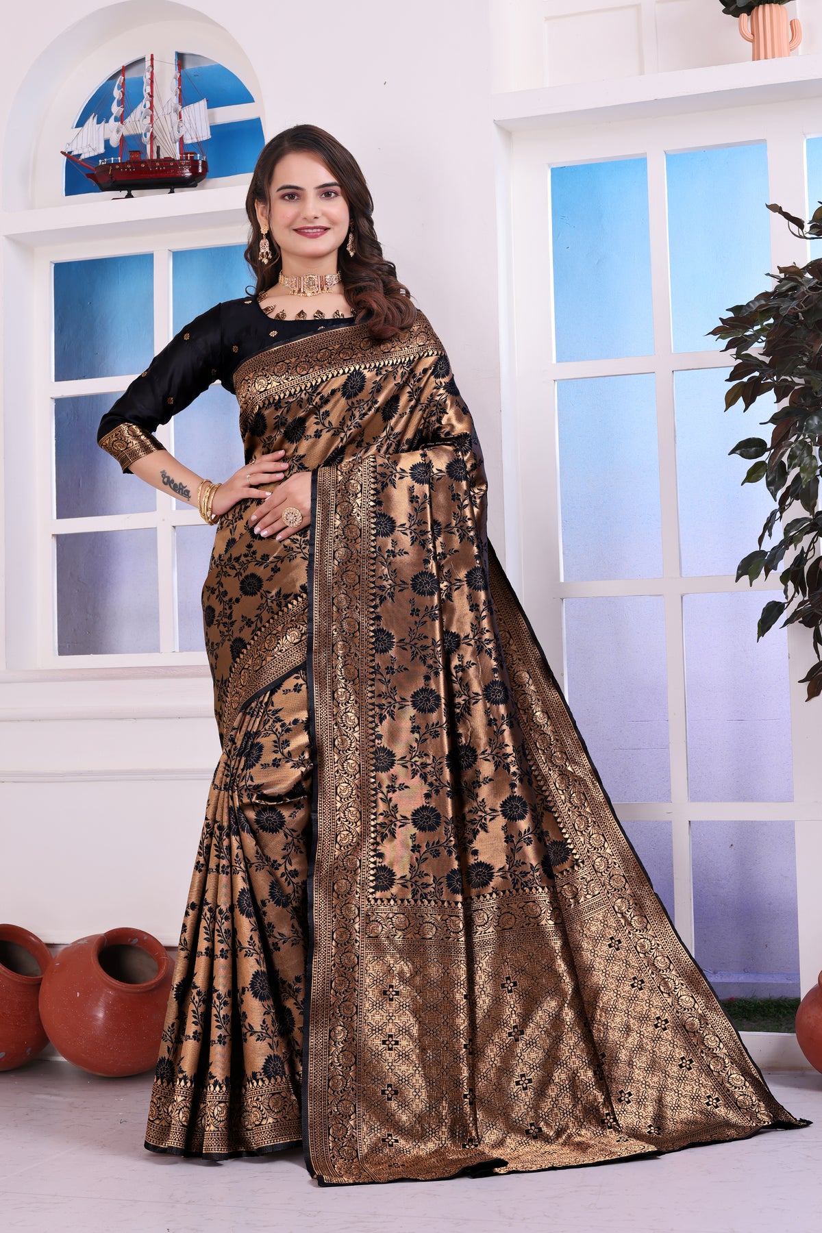 Antara Black Banarasi Silk Saree