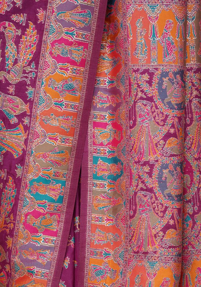 Tanirika – Wine Naylon Sillk Saree with Vibrant Minakari Detailing
