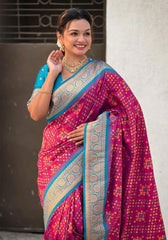 Jasmine Maroon Banarasi silk saree