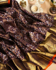 Incomparable Wine Soft Banarasi Silk Saree With Luxuriant Blouse Piece