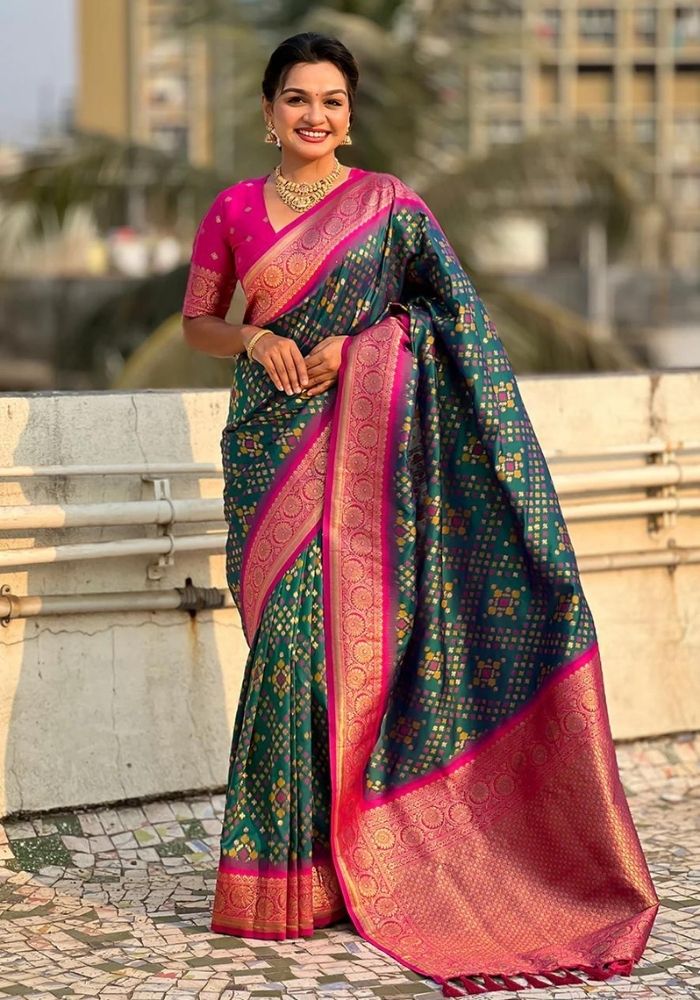 Jasmine Rama Banarasi silk saree