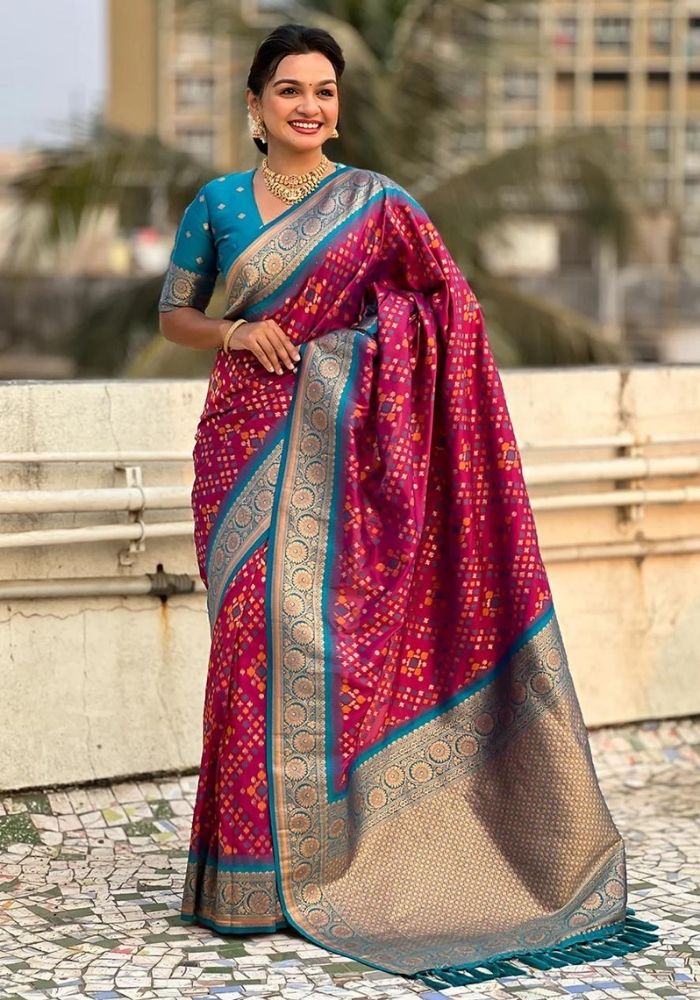 Jasmine Maroon Banarasi silk saree