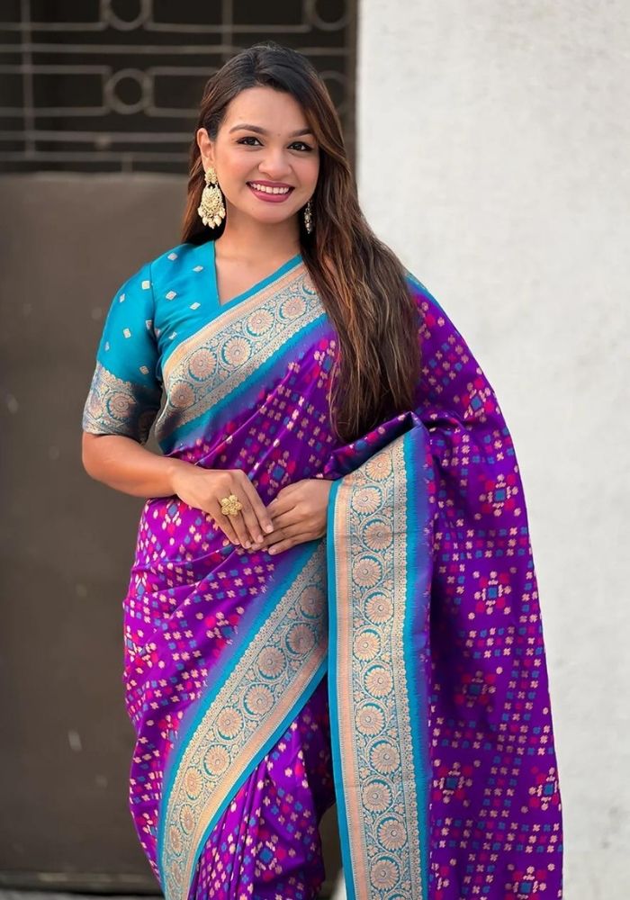 Jasmine Purple Banarasi silk saree