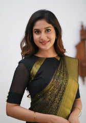 Sharini – Traditional Black Soft Silk Saree with Refined Weaves